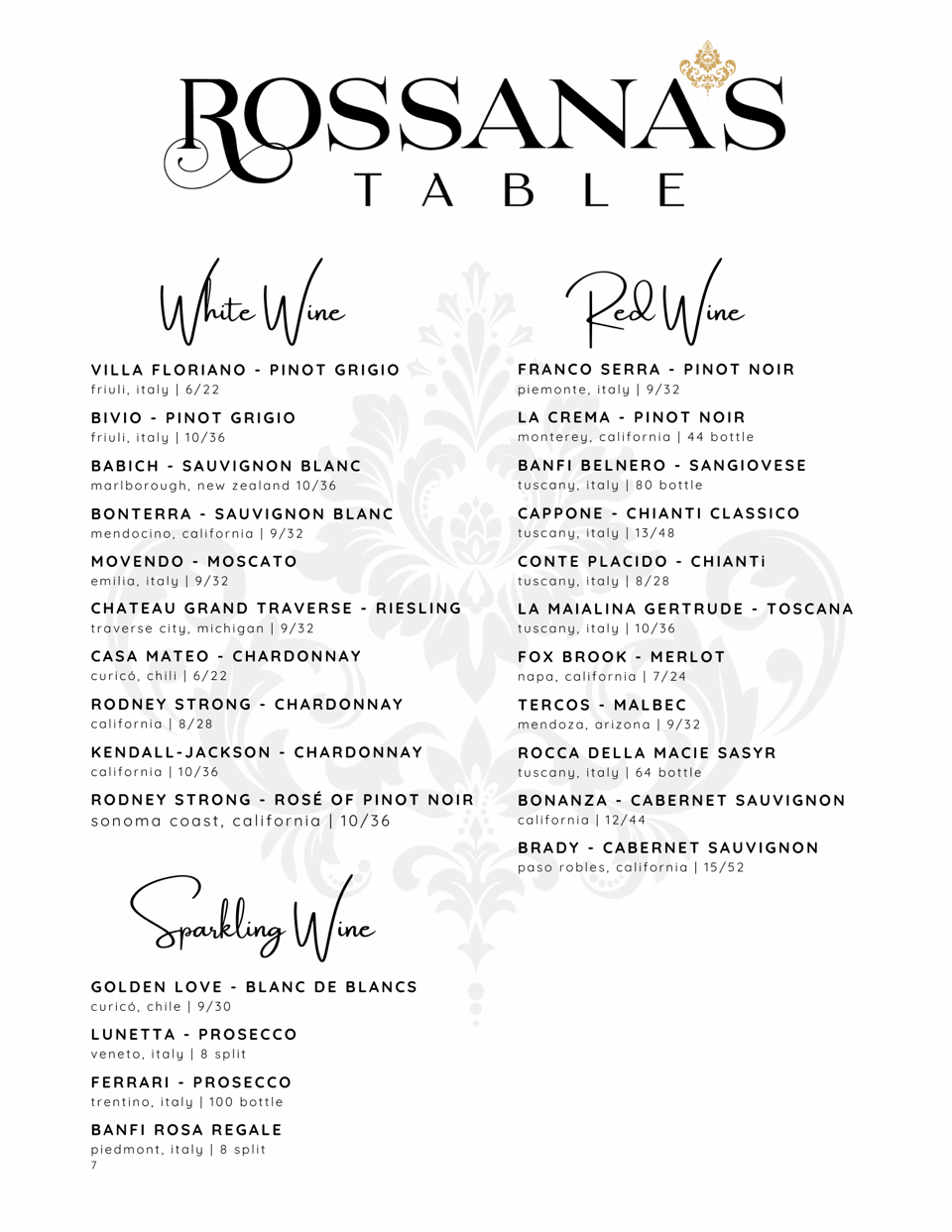 menu