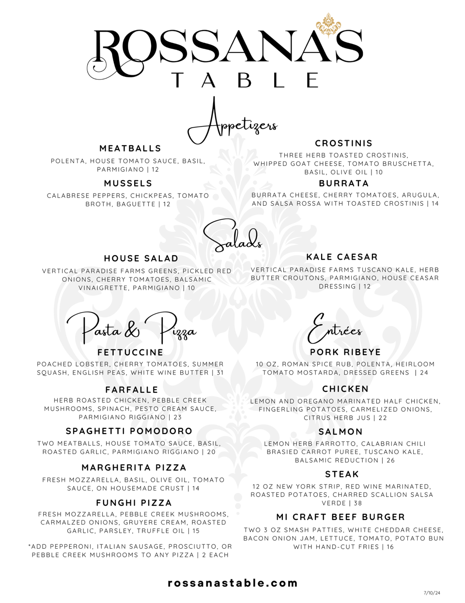 menu